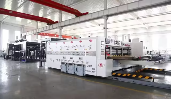 巨無霸三色水墨印刷粘釘一體打包聯動線